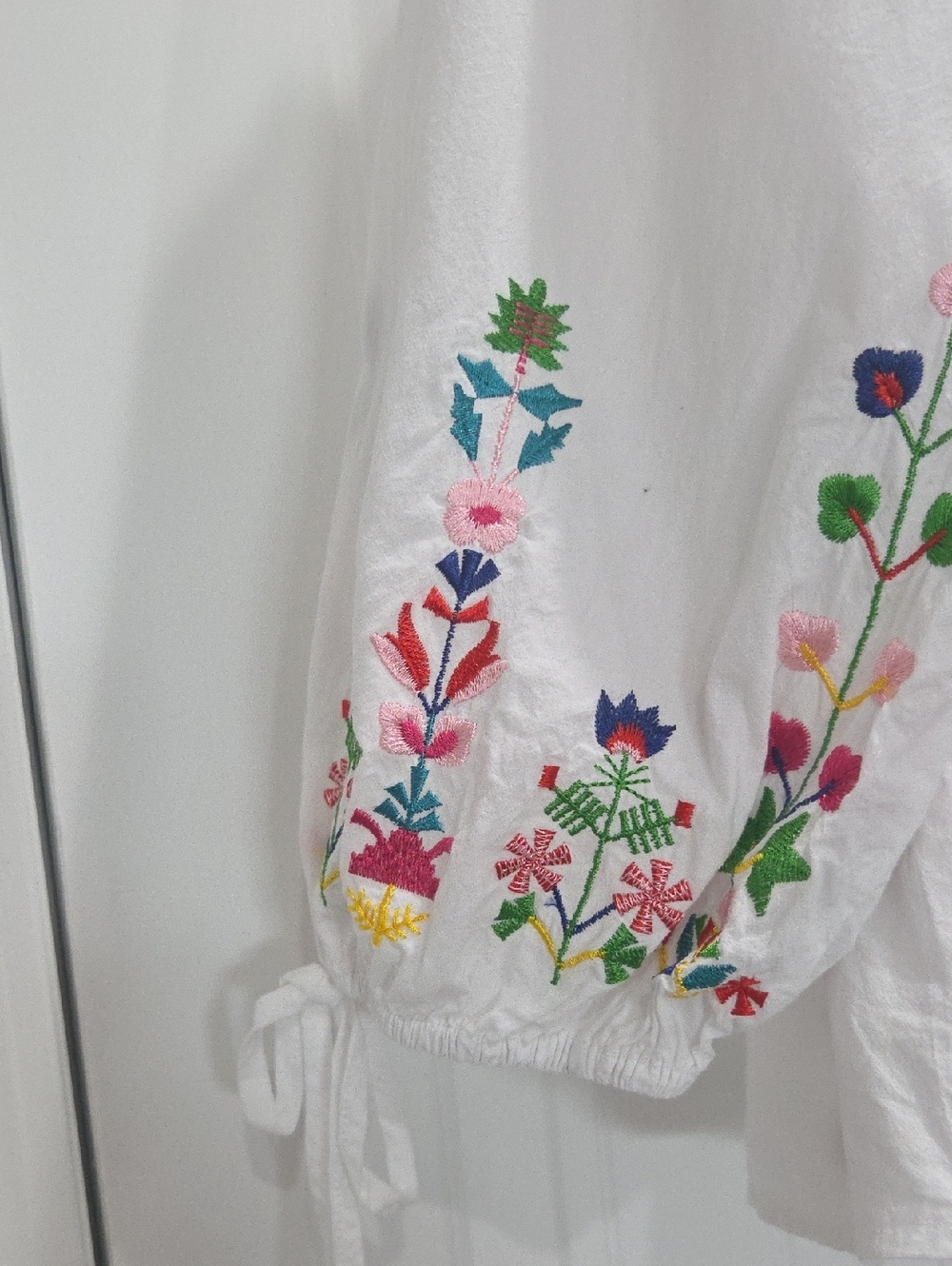 Timing Off The Shoulder, Cotton Embroidered White Blouse, Large - Picture 3 of 6